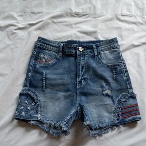Denim Distressed Shorts  Women Shorts SZ.L